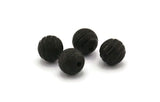 Black Ball Bead, 12 Oxidized Black Brass Spacer Beads, Findings (10mm) D1266 S1107