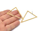 Brass Triangle Earring, 4 Raw Brass Triangle Stud Earrings (53x53x40mm) Bs-1307 A1284