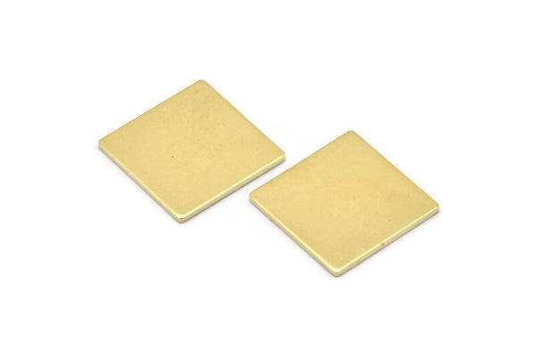 Brass Square Blank, 4 Raw Brass Square Blanks, Stamping Blanks (18x1mm) A2583