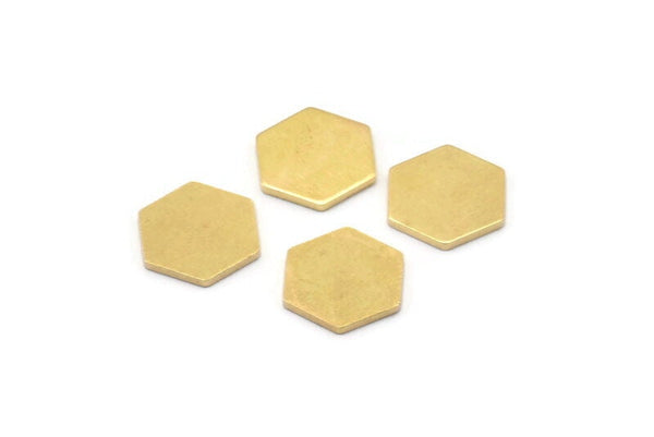 Brass Hexagon Blank, 12 Raw Brass Hexagon Blanks, Stamping Blanks (10x1mm) A2578