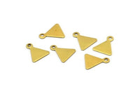 Brass Triangle Charm, 100 Raw Brass Triangle Charms With Loop (8x9mm) A0524