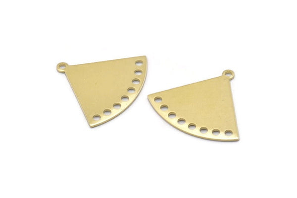Brass Triangle Charm, 6 Raw Brass Triangle Charms With 1 Loop And 8 Holes Blanks (27x23x0.80mm) M03339