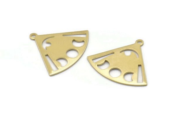 Brass Triangle Charm, 6 Raw Brass Moon Phases Charms With 1 Loop, Blanks (27x23x0.80mm) M03335