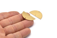 Semi Circle Pendant, 10 Raw Brass Semi Circle Blanks With 2 Holes (30x15x0.80mm) D0388