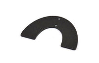 Black Geometric Charm, 4 Textured Oxidized Black Brass Semi Circle Blanks With 2 Holes, Connectors (34x21x0.80mm) D1380 S1132