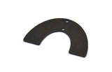 Black Geometric Charm, 4 Textured Oxidized Black Brass Semi Circle Blanks With 2 Holes, Connectors (34x21x0.80mm) D1380 S1132