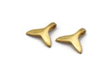 Fish Tail Charm, 12 Raw Brass Fish Tail Pendants, Jewelry Supplies, Findings (12x13mm) N0338