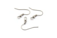 Antique Silver Ear Hooks, 50 Antique Silver Plated Brass Ear Wires, Earring Findings (20mm) Brs 193 A0921 H0528
