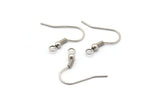 Antique Silver Ear Hooks, 50 Antique Silver Plated Brass Ear Wires, Earring Findings (20mm) Brs 193 A0921 H0528