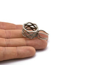 Claw Ring Blank, Antique Silver Plated Brass 4 Claw Ring Blank for Natural Stones  N0096 H1251