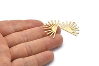 Gold Sun Charm, 4 Textured Gold Plated Brass Sun Charms With 1 Loop (17x30x0.80mm) M02316