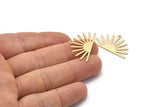 Gold Sun Charm, 4 Textured Gold Plated Brass Sun Charms With 1 Loop (17x30x0.80mm) M02316