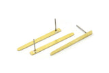 Brass Earring, 12 Raw Brass Rectangle Earring, Stamping Blanks (35x3x0.80mm) A2573