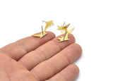 Brass Star Earring, 12 Raw Brass Star Stud Earrings (17x8x0.80mm) M02488 A2571