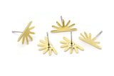 Brass Sun Earring, 12 Raw Brass Sun Stud Earring, Findings (8x15x0.80mm) M02399 A0623