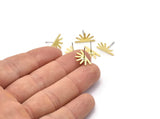 Brass Sun Earring, 12 Raw Brass Sun Stud Earring, Findings (8x15x0.80mm) M02399 A0623