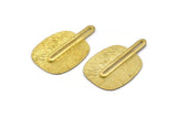 Raw Brass Charm, 2 Raw Brass Textured Charms, Earrings (43x28x0.80mm) N0716