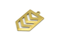 Pirinç Chevron Charm, 1 Döngülü 12 Ham Pirinç Ok Charm (27x15x0,80 mm) A1598
