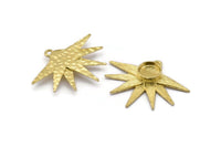 Brass Sun Charm, 4 Raw Brass Sunshine Charms With 1 Loop, Pendants, Earrings (34x26x0.80mm) N0721
