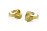 Brass Ring Settings, 4 Raw Brass Adjustable Sunrise Rings - Pad Size 6mm N0734
