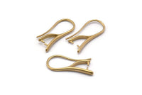 Brass Ear Hooks, 12 Raw Brass Earring Wires, Earring Hooks (21mm) D1327