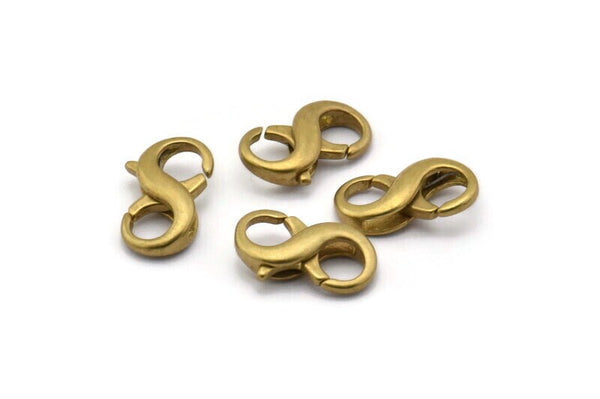 Brass Parrot Clasp, 6 Raw Brass Lobster Claw Clasps (16x8mm) A1349