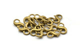 Brass Parrot Clasp, 6 Raw Brass Lobster Claw Clasps (16x8mm) A1349