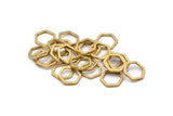 Brass Hexagon Charm, 25 Raw Brass Hexagon Connector Rings (12x1.2mm) D1649