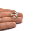 Silver Ring Settings, 3 Silver Tone Brass Drop Ring With 1 Stone Setting - Pad Size 9x6mm V047 V077 H1110