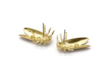 Brass Bug Earring, 2 Raw Brass Fly Stud Earrings (23x19mm) N1930