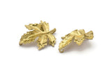 Brass Leaf Charm, Raw Brass Plane Tree Leaf Charm With 2 Loops, Leaf Charm Earrings (31x26mm) N1935