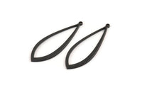 Black Drop Charm, 12 Oxidized Black Brass Drop Charms With 1 Loop (37x13x1mm) D1541 S1083