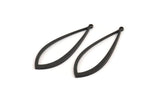 Black Drop Charm, 12 Oxidized Black Brass Drop Charms With 1 Loop (37x13x1mm) D1541 S1083