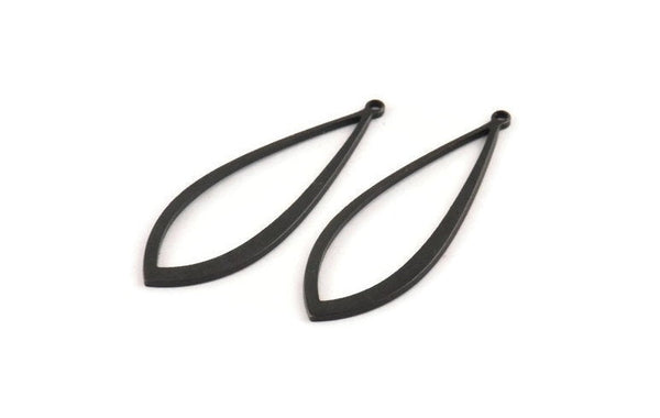 Black Drop Charm, 12 Oxidized Black Brass Drop Charms With 1 Loop (37x13x1mm) D1541 S1083