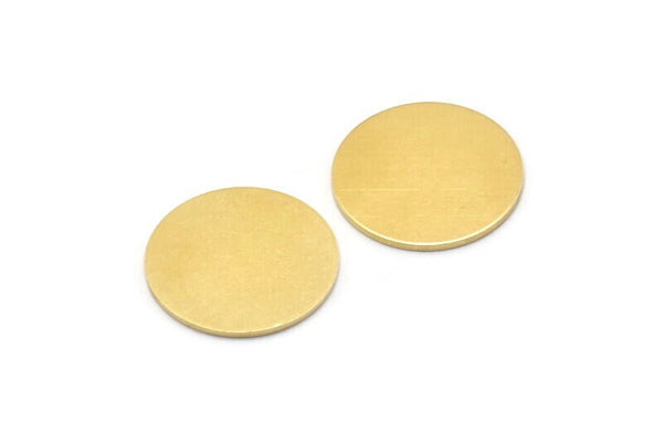 Brass Round Tag, 6 Raw Brass Round Stamping Blanks, Findings (20x1mm) A0249