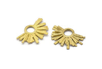 Brass Badge Charm, 2 Raw Brass Rosette Charm Pendants, Earrings, Findings (32x21mm) N0756