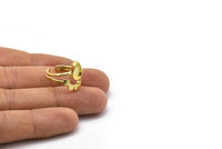 Brass Ring Settings, 3 Raw Brass Drop Ring With 1 Stone Setting - Pad Size 9x6mm V047 V077