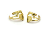 Brass Ring Settings, 3 Raw Brass Drop Ring With 1 Stone Setting - Pad Size 9x6mm V047  V077