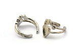 Silver Ring Settings, 3 Silver Tone Brass Drop Ring With 1 Stone Setting - Pad Size 9x6mm V047 V077 H1110