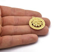 Brass Round Charm, 2 Raw Brass Green Man Charms With 1 Loop, Pendants, Findings (30x27mm) N1940