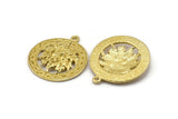 Brass Round Charm, 2 Raw Brass Green Man Charms With 1 Loop, Pendants, Findings (30x27mm) N1940