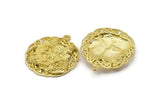Brass Round Charm, Raw Brass Viking Charm With 1 Loop, Pendants, Findings (32x29mm) N1939