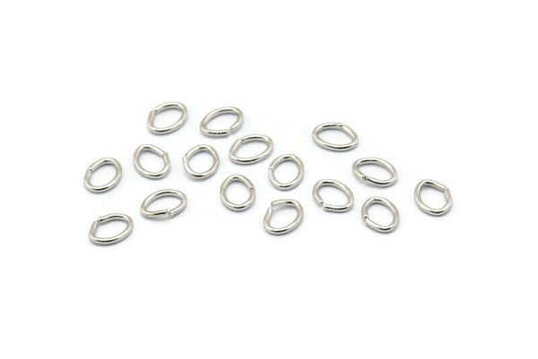 Silver Jump Ring, 250 Silver Tone Brass Oval Jump Rings (5x4x0.7mm) A1065