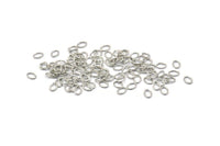 Silver Jump Ring, 500 Silver Tone Brass Oval Jump Rings (4x3x0.5mm) A1031