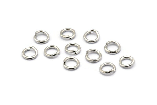 Silver Jump Ring, 100 Silver Tone Brass Jump Rings (7x1.2mm) A1034