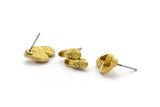 Brass Shoe Earring, 4 Raw Brass Shoe Stud Earrings (18x8mm) N0893 A1238