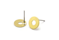 Brass Circle Earring, 12 Raw Brass Circle Stud Earrings (10x0.80mm) M034 A1504