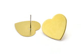 Brass Heart Earring, 6 Raw Brass Heart Stud Earrings (19x20x0.80mm) B0200 A1331