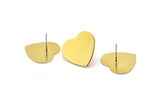 Brass Heart Earring, 6 Raw Brass Heart Stud Earrings (19x20x0.80mm) B0200 A1331