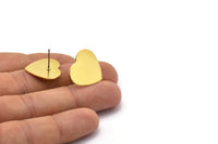Brass Heart Earring, 6 Raw Brass Heart Stud Earrings (19x20x0.80mm) B0200 A1331